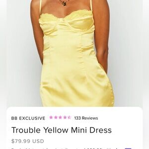 Beginning Boutique Yellow Satin Dress